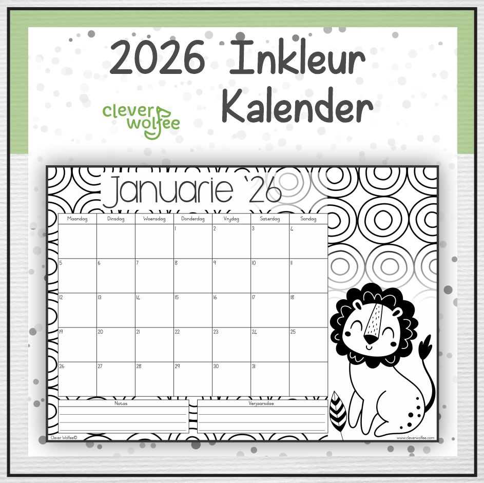Inkleurkalender 2026