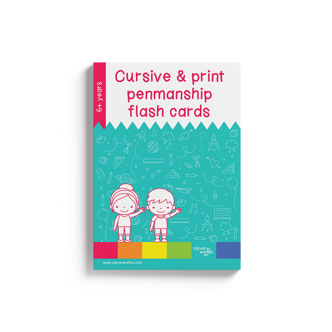 Cursive and print handwriting alphabet flashcards
