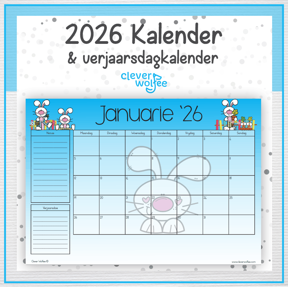 Blou hasie kalender 2026