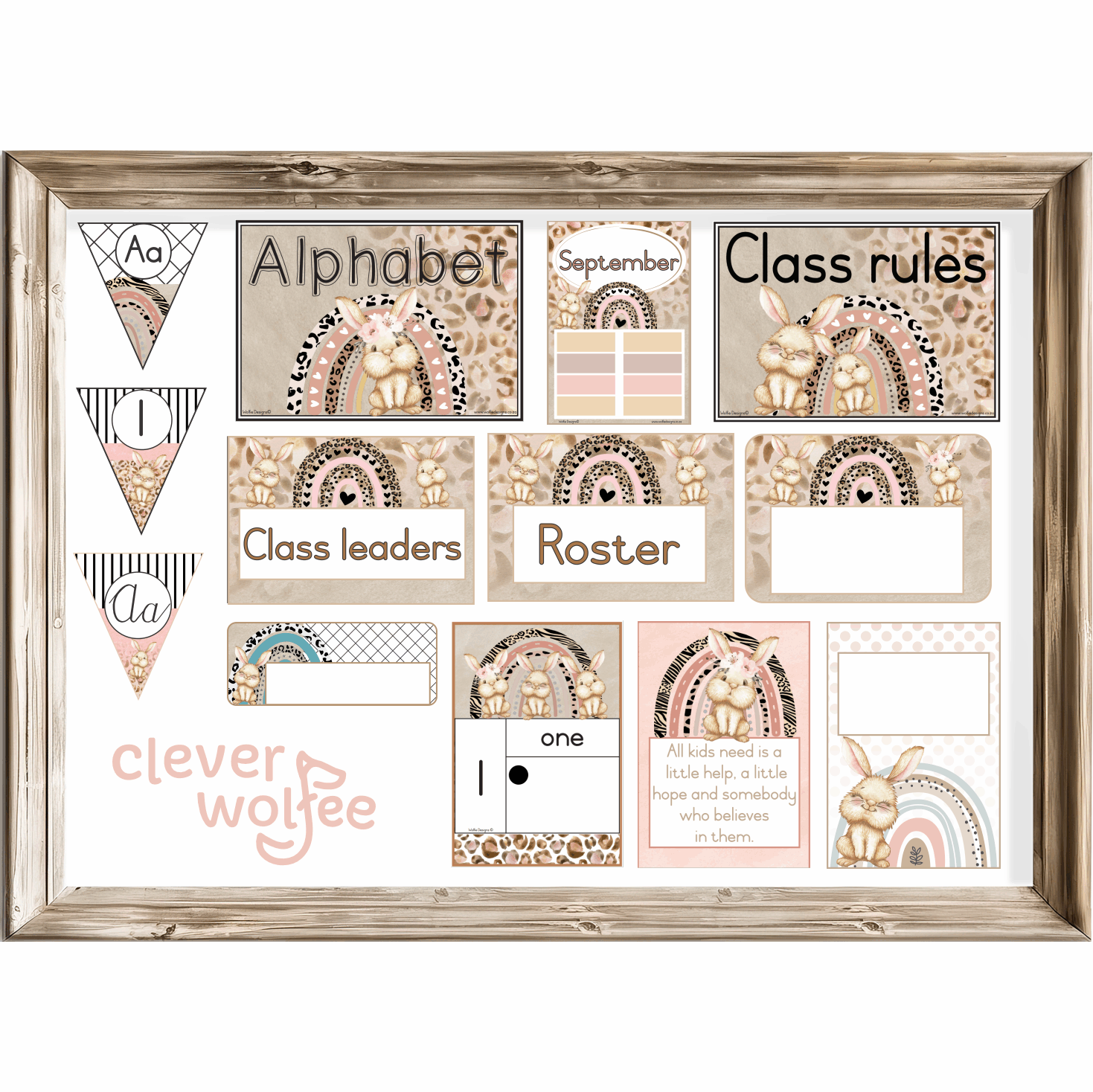 Class theme - Bunny, leopard, and rainbow - Image 2