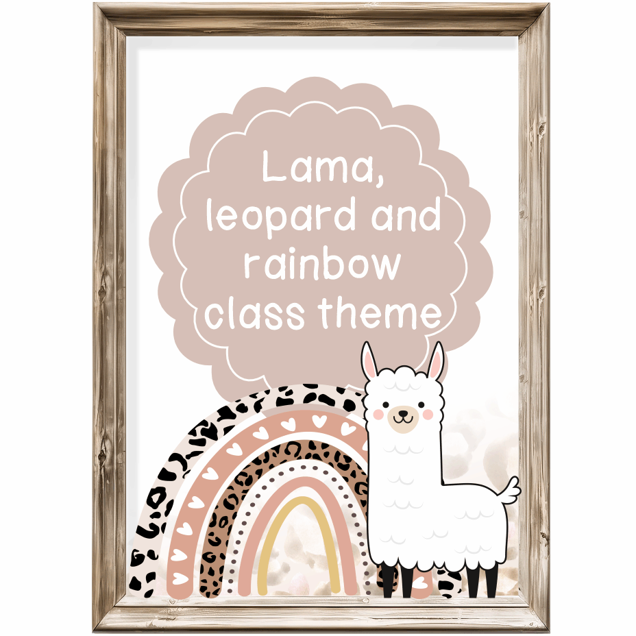 Class theme - Leopard, lama and rainbow