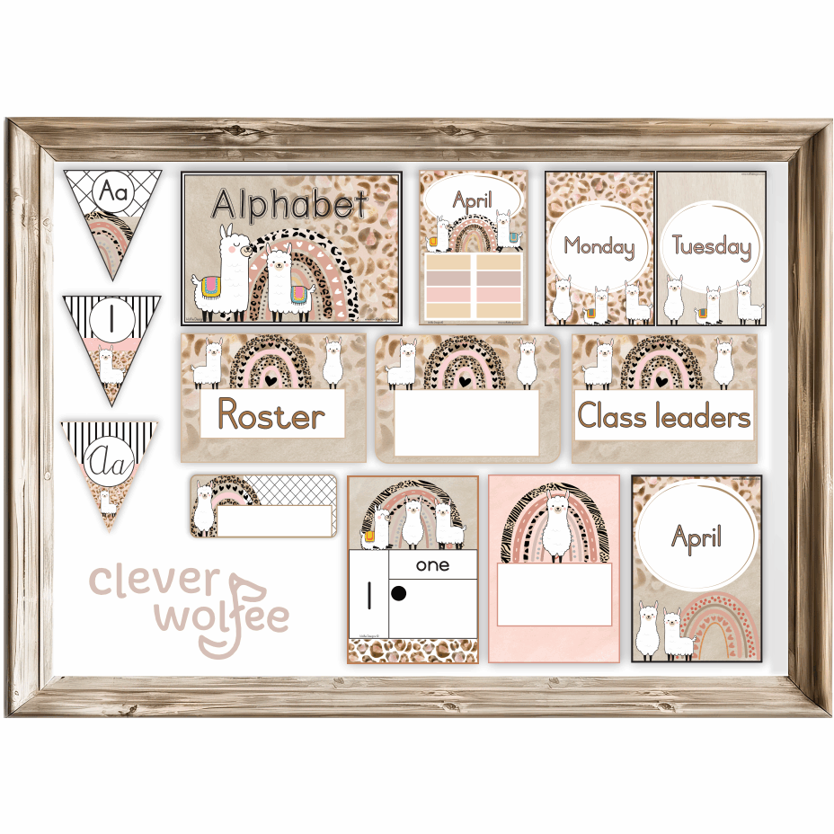 Class theme - Leopard, lama and rainbow - Image 2