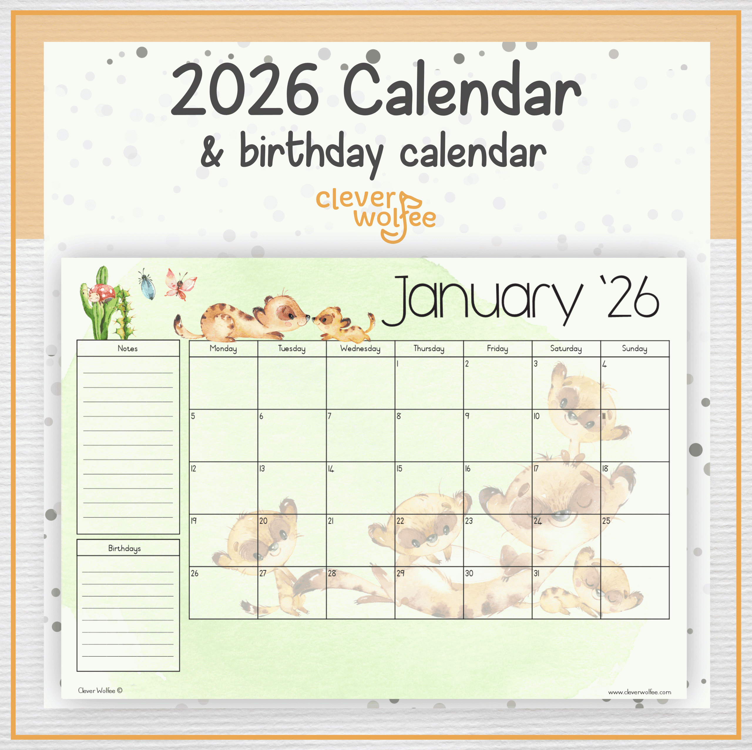 Meerkat calendar 2026