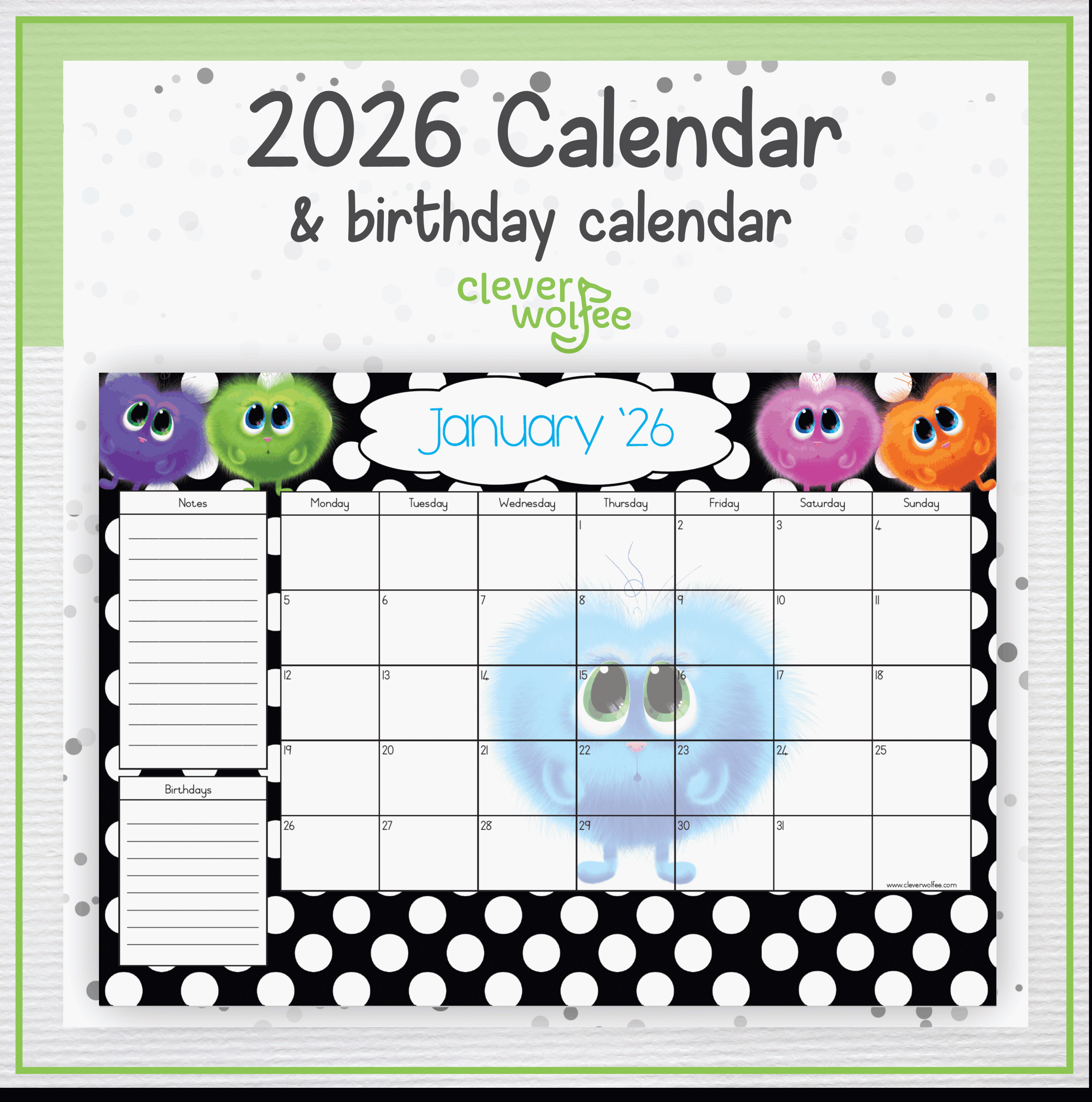 Fluffies calendar 2026