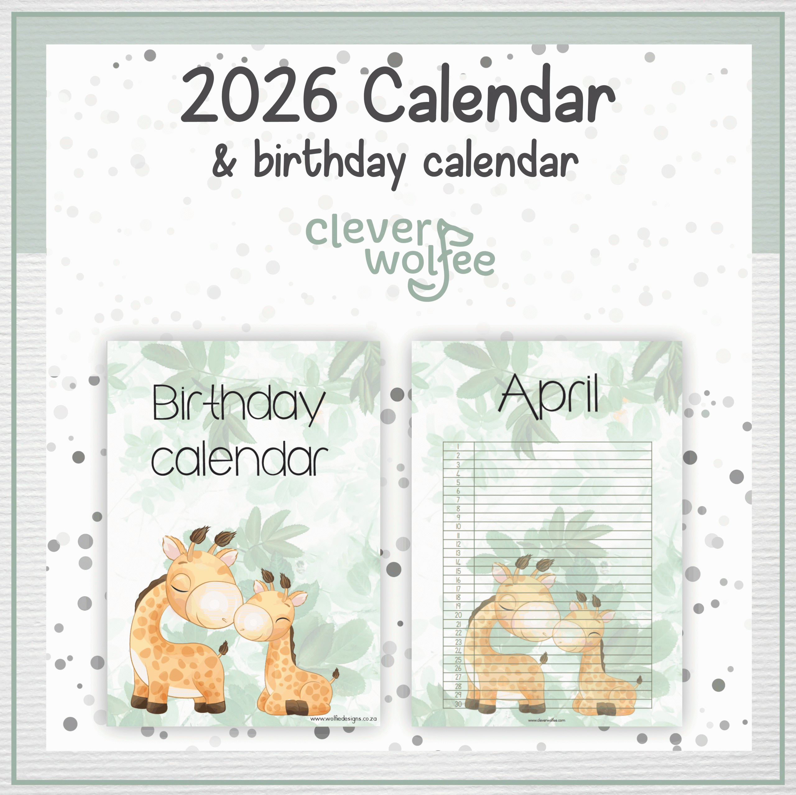 Giraffe calendar 2026 - Image 2