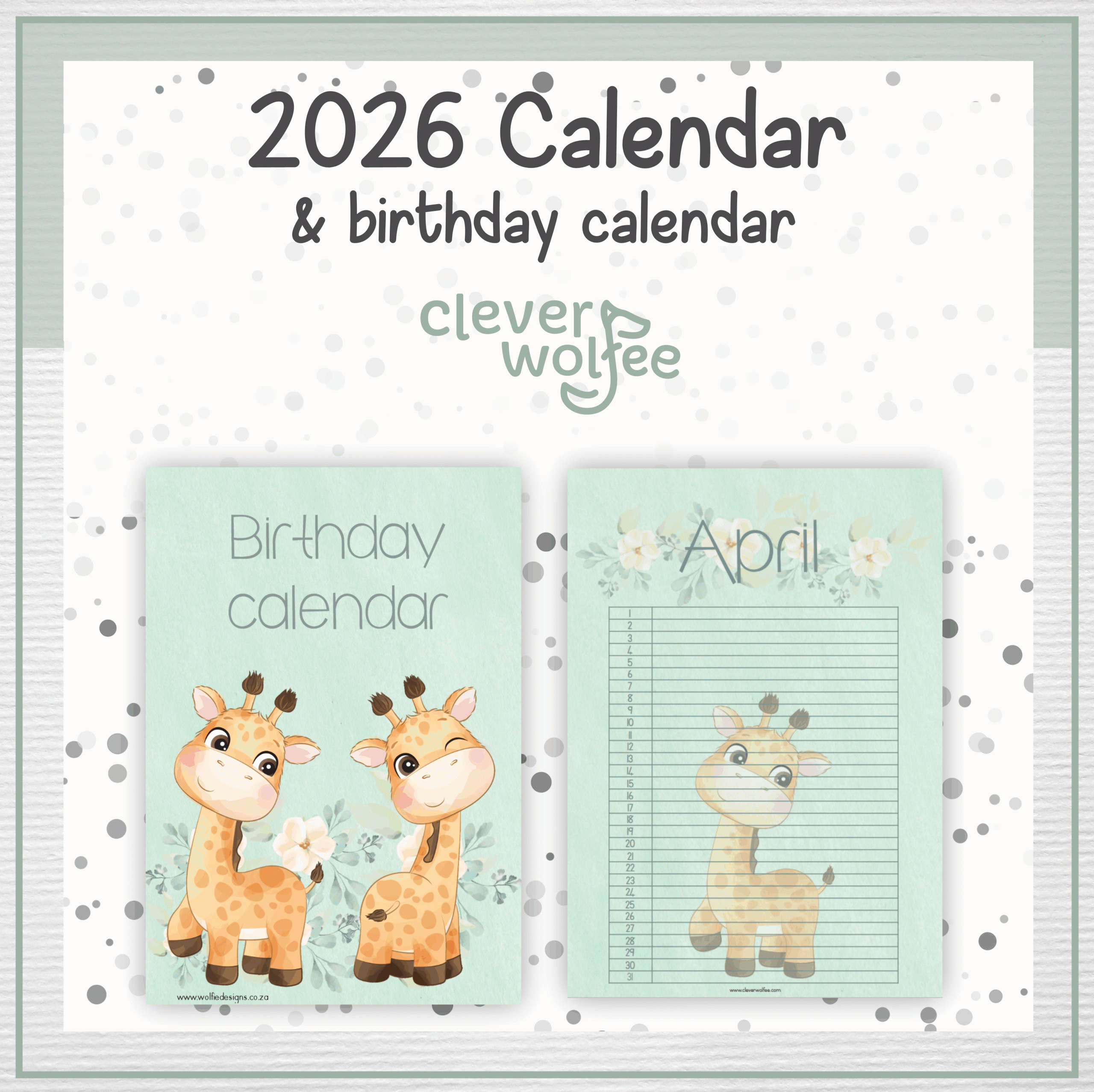 Giraffe 2 calendar 2026 - Image 2
