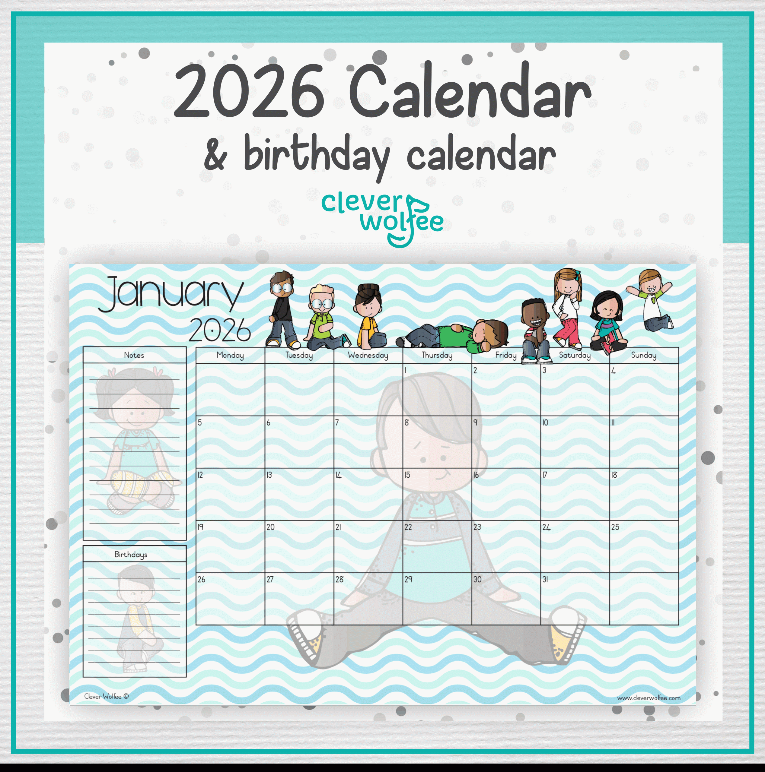 Kids calendar 2026