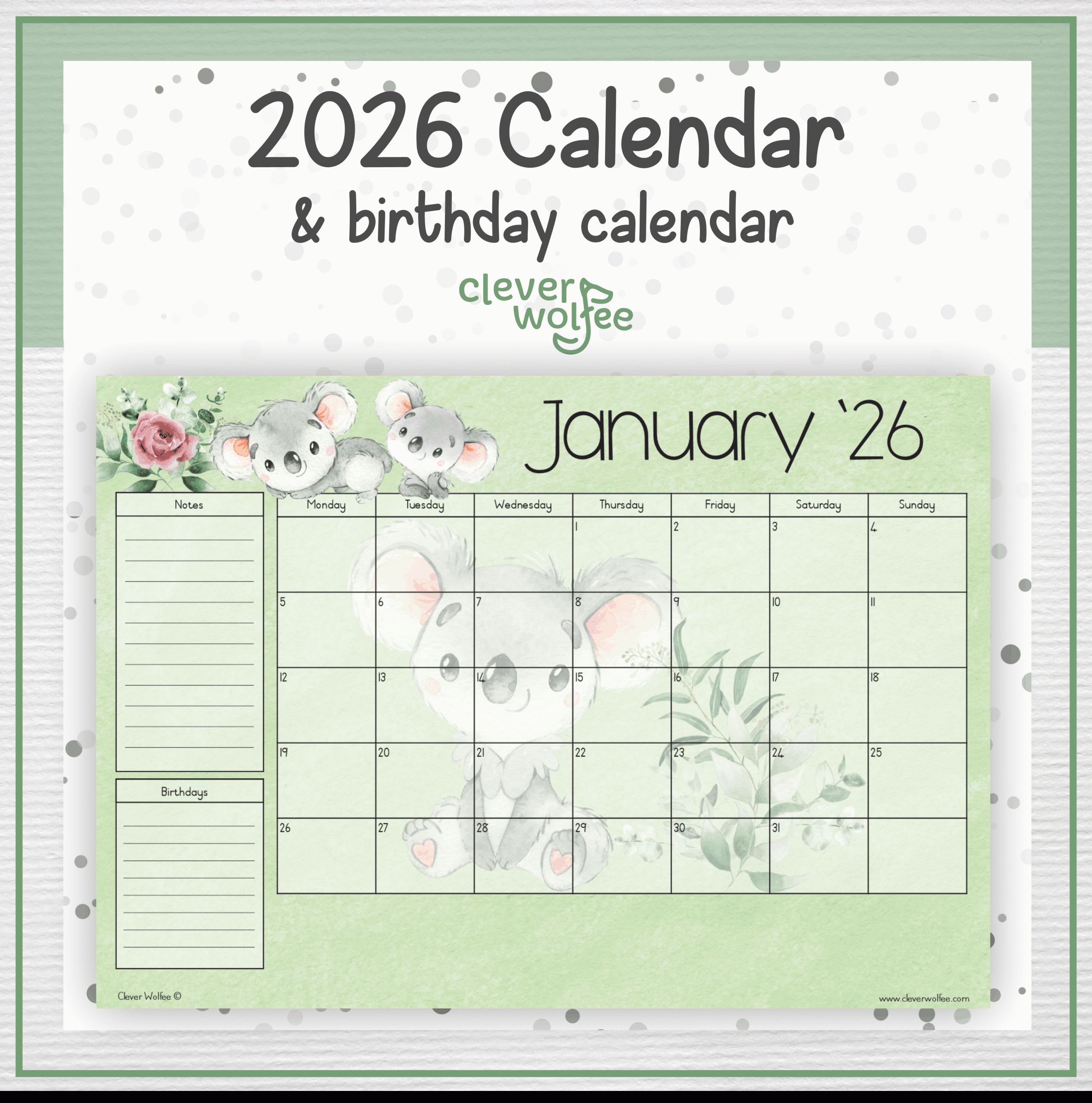 Koala 2 calendar 2026