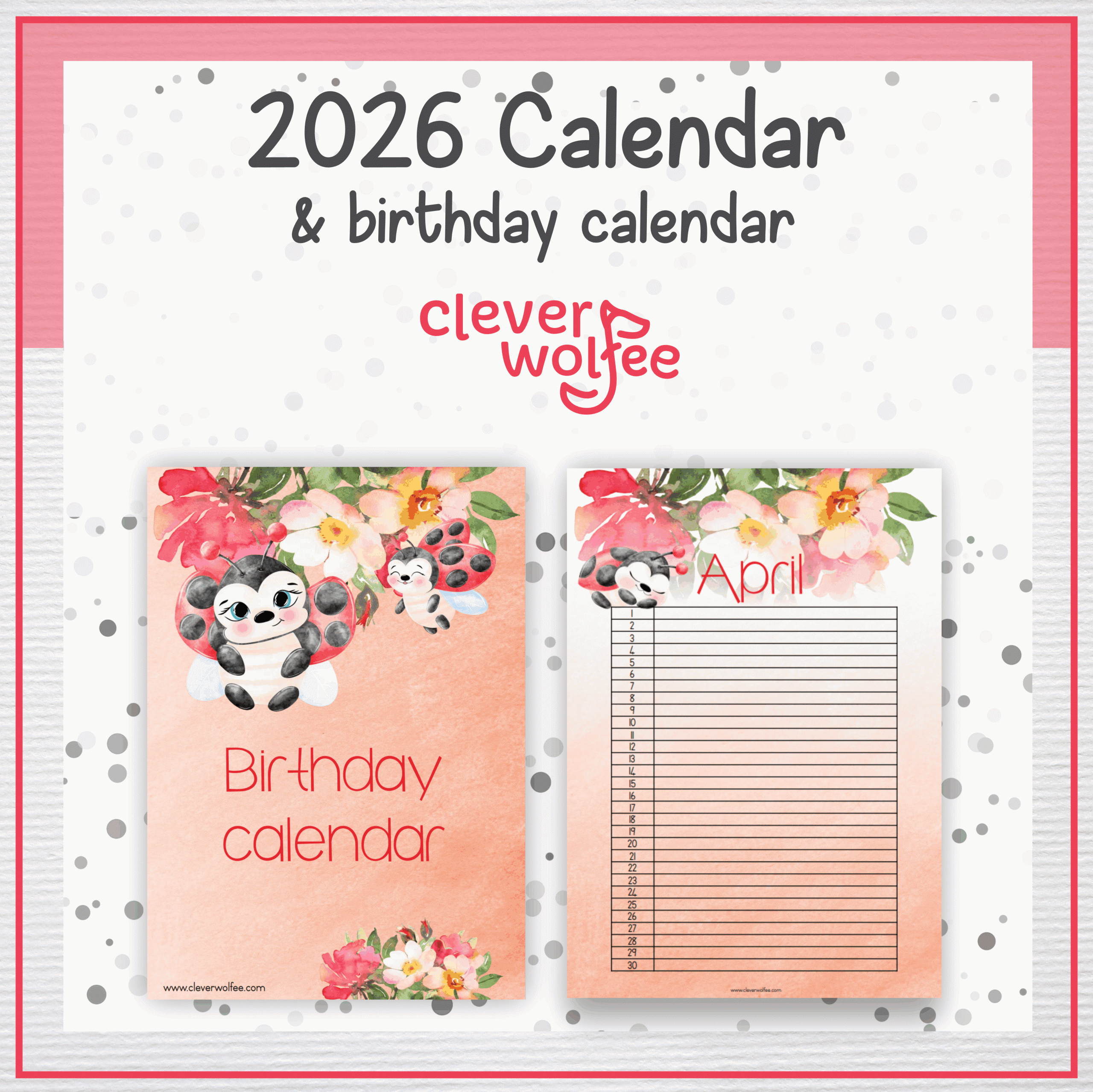 Ladybugs and roses calendar 2026 - Image 2