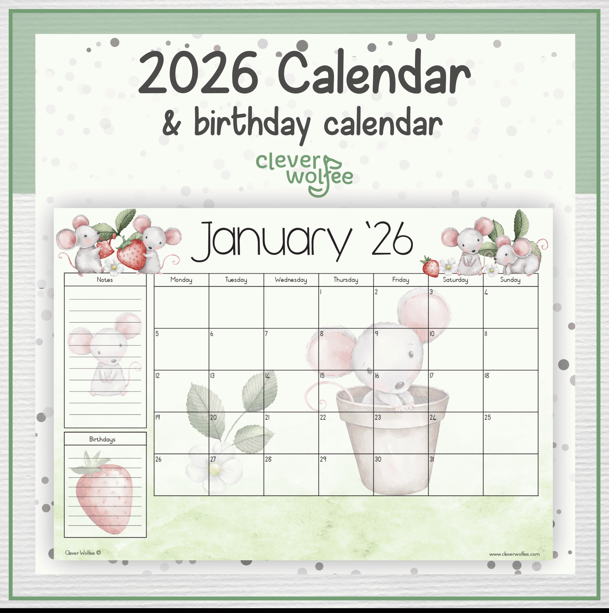 Mouse calendar 2026