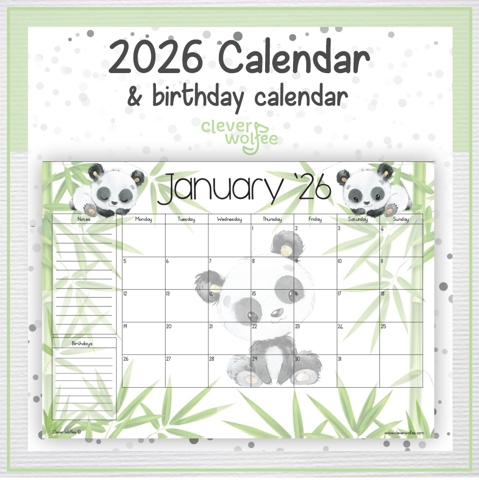 Panda calendar 2026